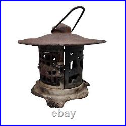 Antique Cast Iron Japanese Pagoda Lantern for Candle Garden Art