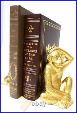 Antique Cast Iron Monkey Chimpanzee Door Stop Book Ends Heavy Vintage Gold