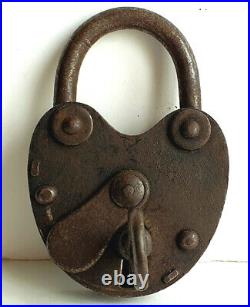 Antique Cast Iron Padlock With Key, working, 1885 1890