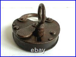 Antique Cast Iron Padlock With Key, working, 1885 1890
