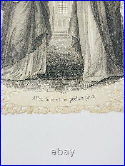 Antique Catholic Prayer Card Religious Collectable Paris Jesus Paper Lace 12