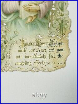 Antique Catholic Prayer Card Religious Collectible Paris St Joseph Paper Lace 7