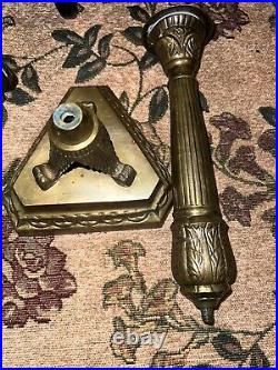 Antique Century French Gothic-style Bronze Candle Holder heavy