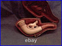 Antique Cheroot Meerschaum Pipe Horse Over 100 Years Old, Stem, Case -29
