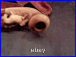 Antique Cheroot Meerschaum Pipe Horse Over 100 Years Old, Stem, Case -29