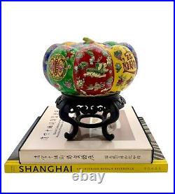 Antique Chinese Asian Oriental Family Rose Pumpkin Prosperity Lidded Jar Tureen