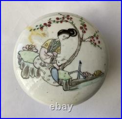 Antique Chinese Porcelain Figural Seal Box, Unmarked