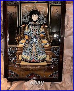 Antique Chinese Reverse Glass Portrait Painting of Quainlong Empress Stunning