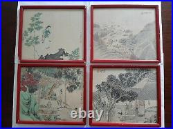 Antique Chinese paintings collection with caligraphy and red seals
