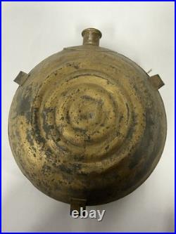 Antique Civil War Bullseye Drum Tin Canteen 3 Strap Lugs Markings Relic C20