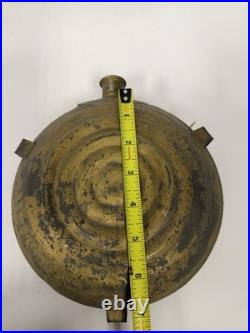 Antique Civil War Bullseye Drum Tin Canteen 3 Strap Lugs Markings Relic C20