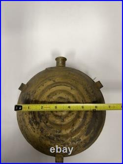 Antique Civil War Bullseye Drum Tin Canteen 3 Strap Lugs Markings Relic C20