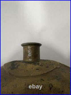 Antique Civil War Bullseye Drum Tin Canteen 3 Strap Lugs Markings Relic C20
