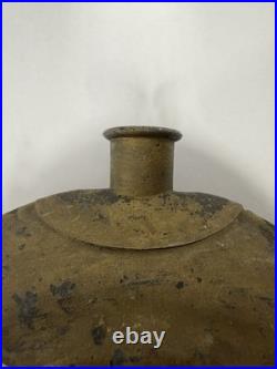 Antique Civil War Bullseye Drum Tin Canteen 3 Strap Lugs Markings Relic C20