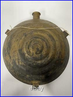 Antique Civil War Bullseye Drum Tin Canteen 3 Strap Lugs Markings Relic C20