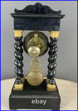 Antique Clock Wood Bronze Mechanical Key Style Napoleon III Candelabra Rare 20th