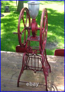 Antique Coffee Grinder Mill Large Elgin National Floor Model Cast Iron Old Good