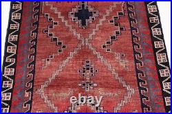 Antique Collectible Area Rug 6'5 x 3'10 Faded Red Vintage Hand-Knotted Carpet
