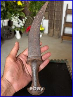 Antique Collectible Old Hand Carved Design Iron Knife Hunting Khanjar Katar
