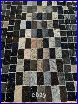 Antique Colonial Hand Stitched Quilt Wool Embroidered Hand Pieced