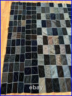 Antique Colonial Hand Stitched Quilt Wool Embroidered Hand Pieced