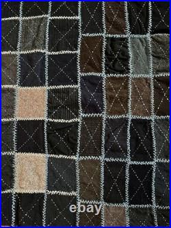 Antique Colonial Hand Stitched Quilt Wool Embroidered Hand Pieced