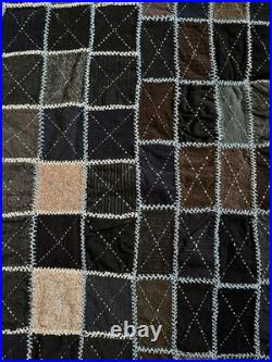 Antique Colonial Hand Stitched Quilt Wool Embroidered Hand Pieced