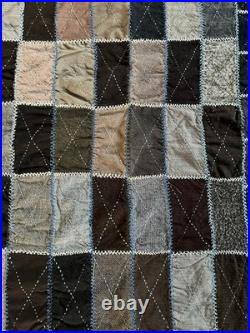 Antique Colonial Hand Stitched Quilt Wool Embroidered Hand Pieced