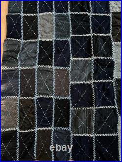 Antique Colonial Hand Stitched Quilt Wool Embroidered Hand Pieced