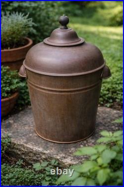 Antique Copper Beverage Urn with Brass Spigot European Estate Garden Vessel