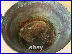 Antique Copper Candy Apple Butter Kettle Pot, 17 Widest, 6 3/4 High, 12 3/4 D