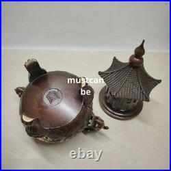 Antique Copper Dragon Incense Burner Decorative Art Craft Collectible
