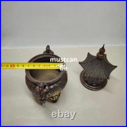 Antique Copper Dragon Incense Burner Decorative Art Craft Collectible