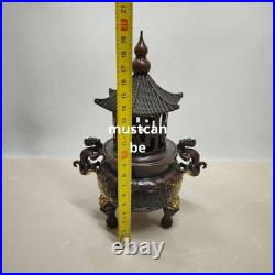Antique Copper Dragon Incense Burner Decorative Art Craft Collectible