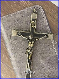 Antique Cross Jesus Crucifix SilverPlated Christian Religion Pendent Church 1913