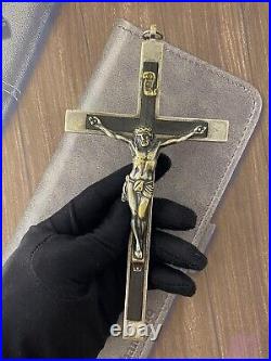 Antique Cross Jesus Crucifix SilverPlated Christian Religion Pendent Church 1913