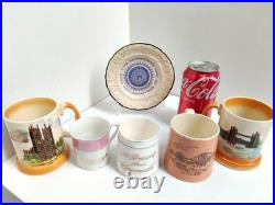 Antique Cups & Saucer Tourist Ware Collection x6 incl Pearlware Isle of Man -AF