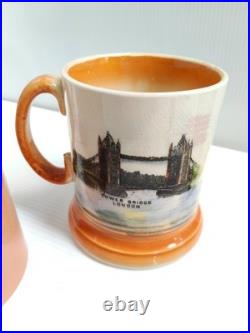 Antique Cups & Saucer Tourist Ware Collection x6 incl Pearlware Isle of Man -AF