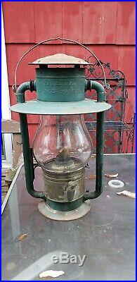 Antique DIETZ PIONEER Hanging tubular lantern kerosene street STATION lamp