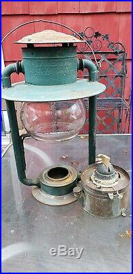 Antique DIETZ PIONEER Hanging tubular lantern kerosene street STATION lamp