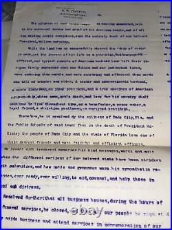 Antique Dade City Florida Citizen Resolution President McKinley Assassination