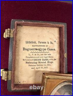 Antique Daguerreotype Patriotic Union Case Littlefield Parsons 1856 Pat
