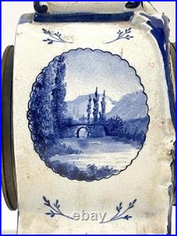 Antique Delft Mantel Clock As Is For Parts Or Repair