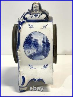 Antique Delft Mantel Clock As Is For Parts Or Repair Antique Delft Mantel Clock As Is For Parts Or Repair