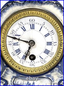 Antique Delft Mantel Clock As Is For Parts Or Repair