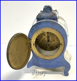 Antique Delft Mantel Clock As Is For Parts Or Repair