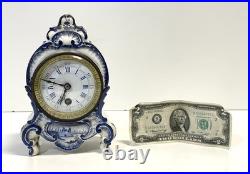 Antique Delft Mantel Clock As Is For Parts Or Repair