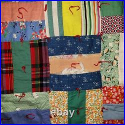 Antique Depression-era Handstitched Handquilted QUILT 67x84 Patchwork Crazy Quit
