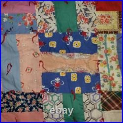 Antique Depression-era Handstitched Handquilted QUILT 67x84 Patchwork Crazy Quit