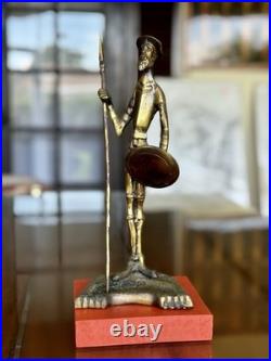 Antique Don Quixote Bronze Figurine from Chile Rare Handmade Art Sculpture Decor